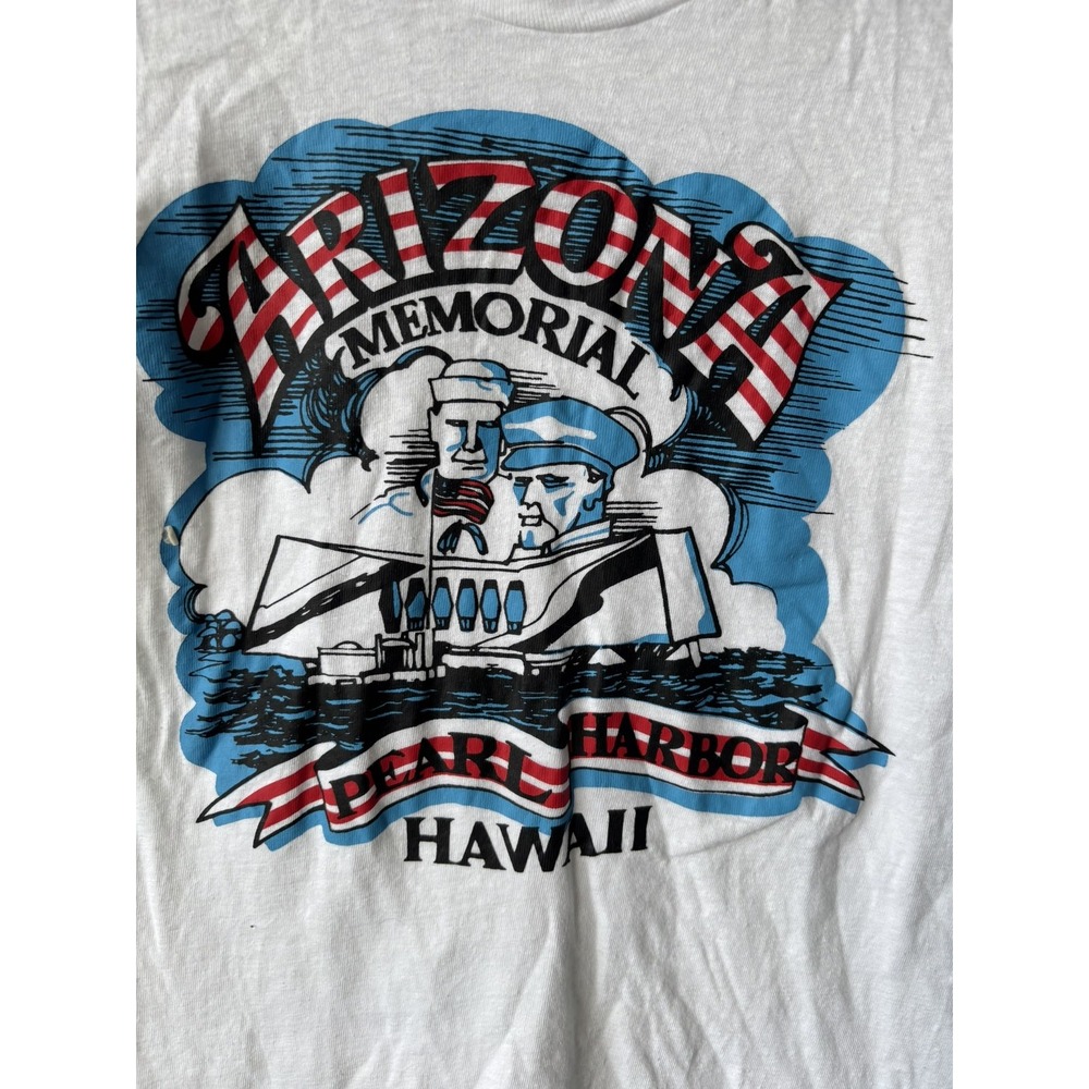 Vintage Arizona Memorial Shirt Mens XS Pearl Harbor Hawaii Souvenir 80s USA - Picture 2 of 7